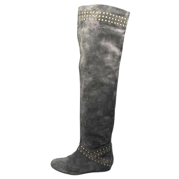 See By Chloe Women’s Charcoal Grey Suede Over The Knee Boots Size 38.5 US 7.5 - Picture 3 of 13